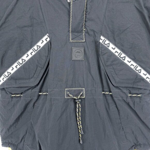 FILA Vintage Pullover Jacket Quilted Lining Spellout Logo Oversized Size XL - Picture 3 of 9